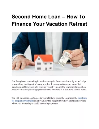 second home loan how to finance your vacation