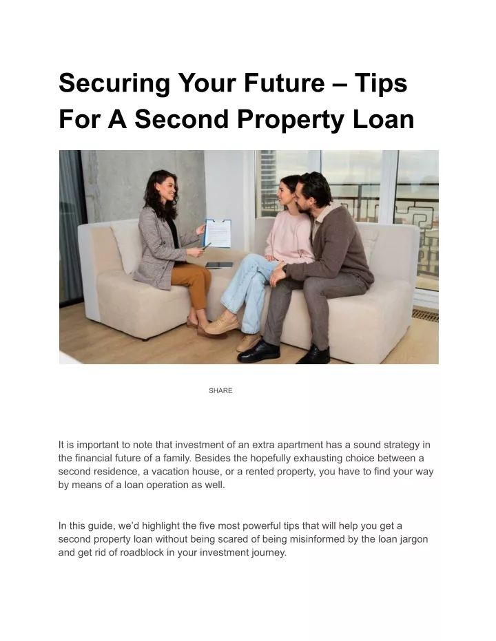 securing your future tips for a second property