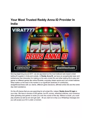 Your Most Trusted Reddy Anna ID Provider In India