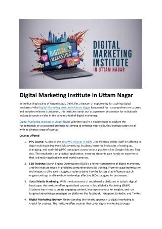 Digital Marketing Institute in Uttam Nagar