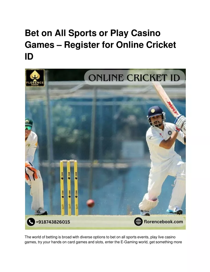 bet on all sports or play casino games register for online cricket id