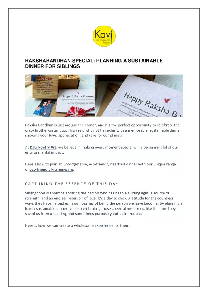 rakshabandhan special planning a sustainable