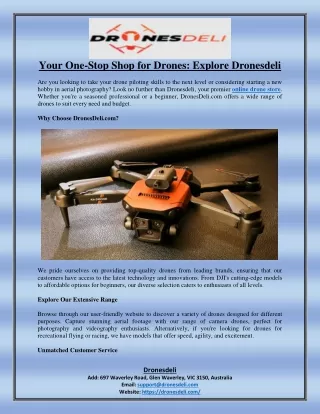 Your One-Stop Shop for Drones Explore Dronesdeli