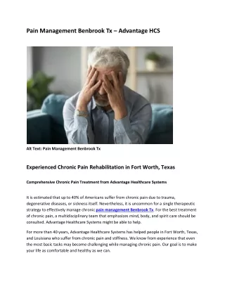 Pain Management Benbrook Tx
