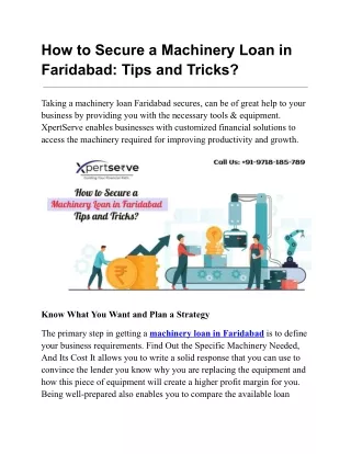 Machinery Loan in Faridabad