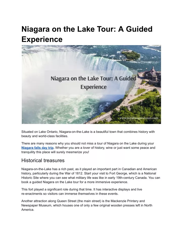 niagara on the lake tour a guided experience