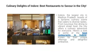 Culinary Delights of Indore Best Restaurants to Savour in the City