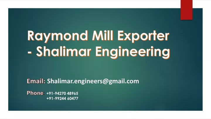 raymond mill exporter shalimar engineering