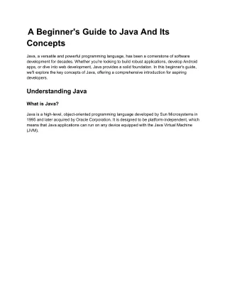 a beginner s guide to java and its concepts