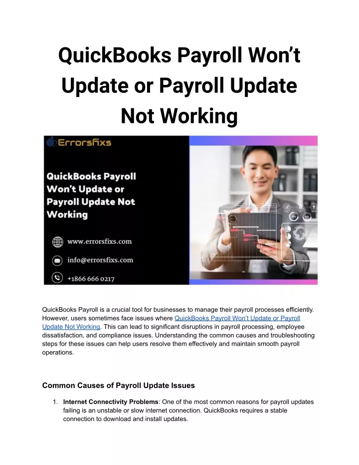 quickbooks payroll won t update or payroll update