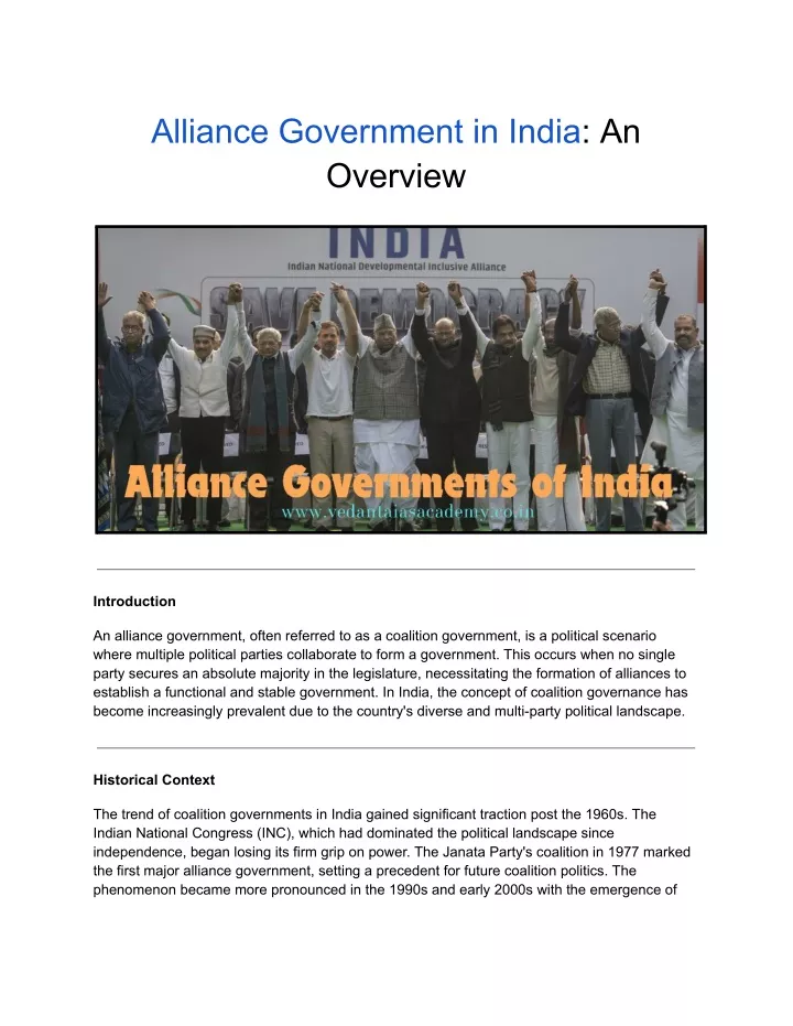 alliance government in india an overview