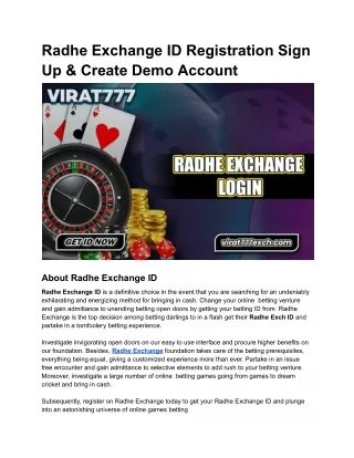 Radhe Exchange ID Registration Sign Up & Create Demo Account