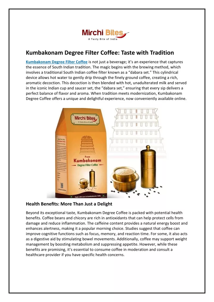 kumbakonam degree filter coffee taste with