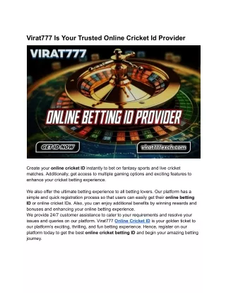 Online Cricket ID - Most Trusted  and Online Betting ID Provider in 2024