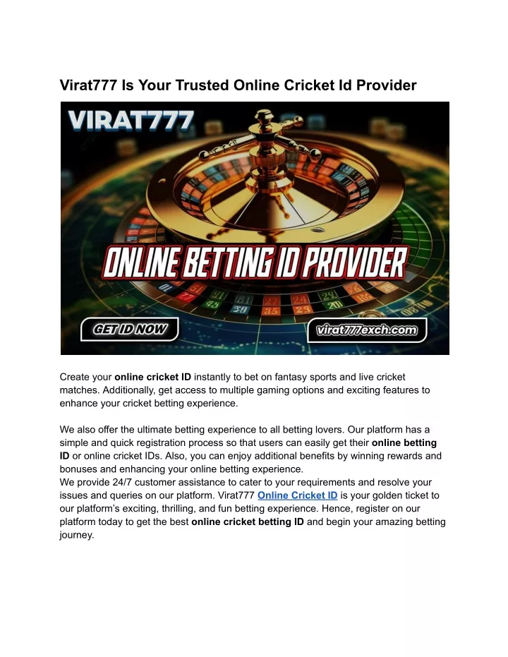 virat777 is your trusted online cricket