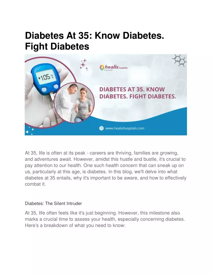 diabetes at 35 know diabetes fight diabetes