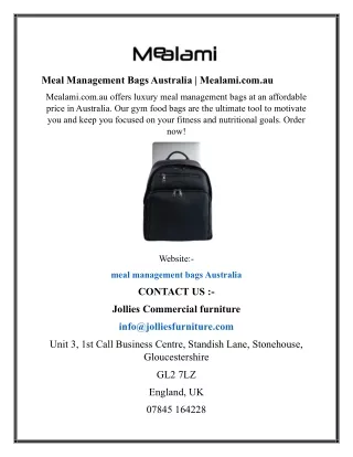 Meal Management Bags Australia  Mealami.com