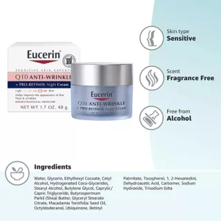 Eucerin Q10 Anti-Wrinkle Night Cream   Pro-Retinol - 48gm