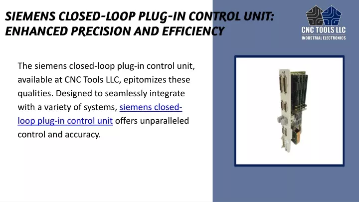 siemens closed loop plug in control unit enhanced