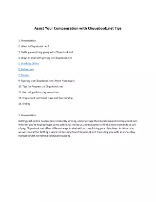 assist your compensation with cliquebook net tips