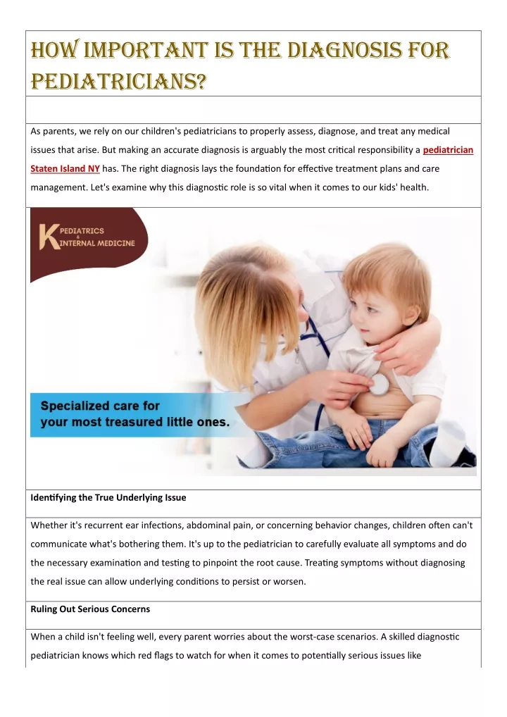 how important is the diagnosis for pediatricians