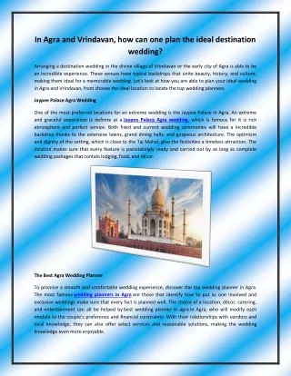 in agra and vrindavan how can one plan the ideal