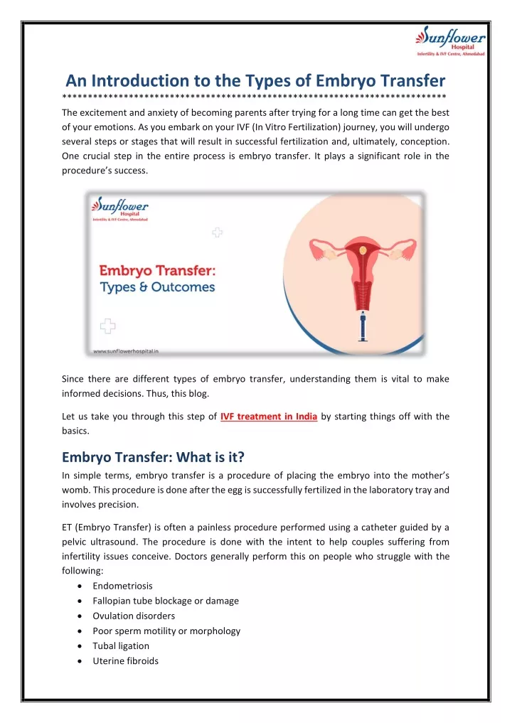 an introduction to the types of embryo transfer