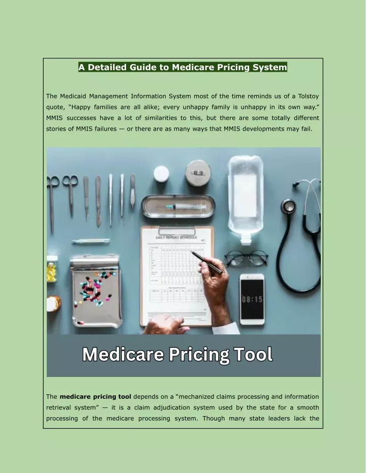 a detailed guide to medicare pricing system