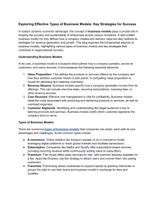 exploring effective types of business models