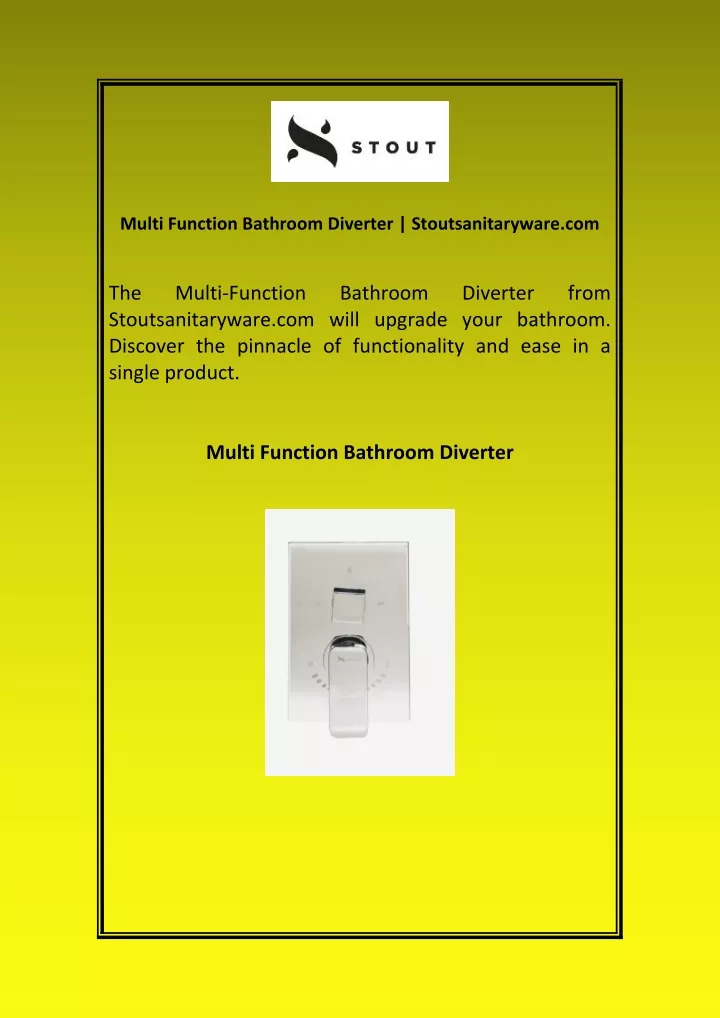 multi function bathroom diverter