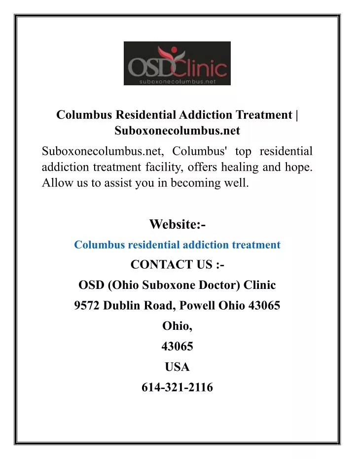 columbus residential addiction treatment