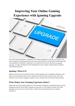 IGaming Upgrade
