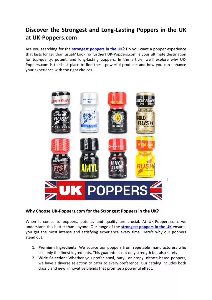 discover the strongest and long lasting poppers