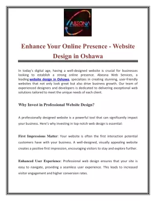 Enhance Your Online Presence - Website Design in Oshawa