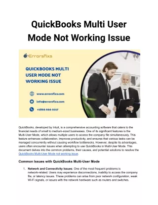 quickbooks multi user mode not working issue