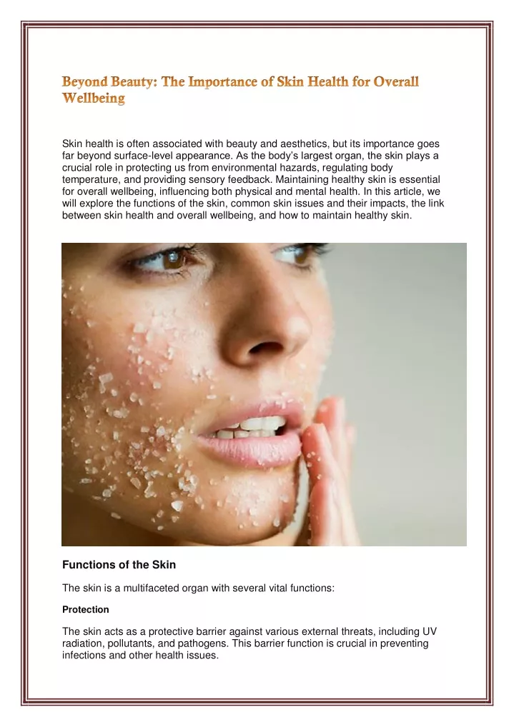 skin health is often associated with beauty