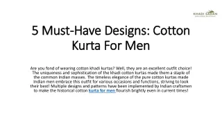 5 must have designs cotton kurta for men