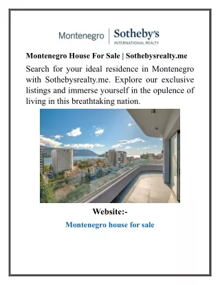 Montenegro House For Sale Sothebysrealty.me