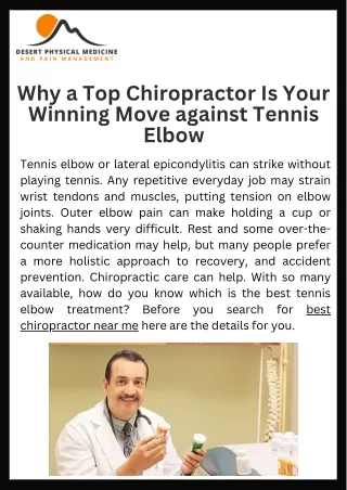 Why a Top Chiropractor Is Your Winning Move against Tennis Elbow