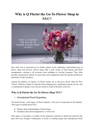 why is q florist the go to flower shop in nyc