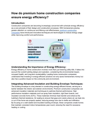 How do premium home construction companies ensure energy efficiency