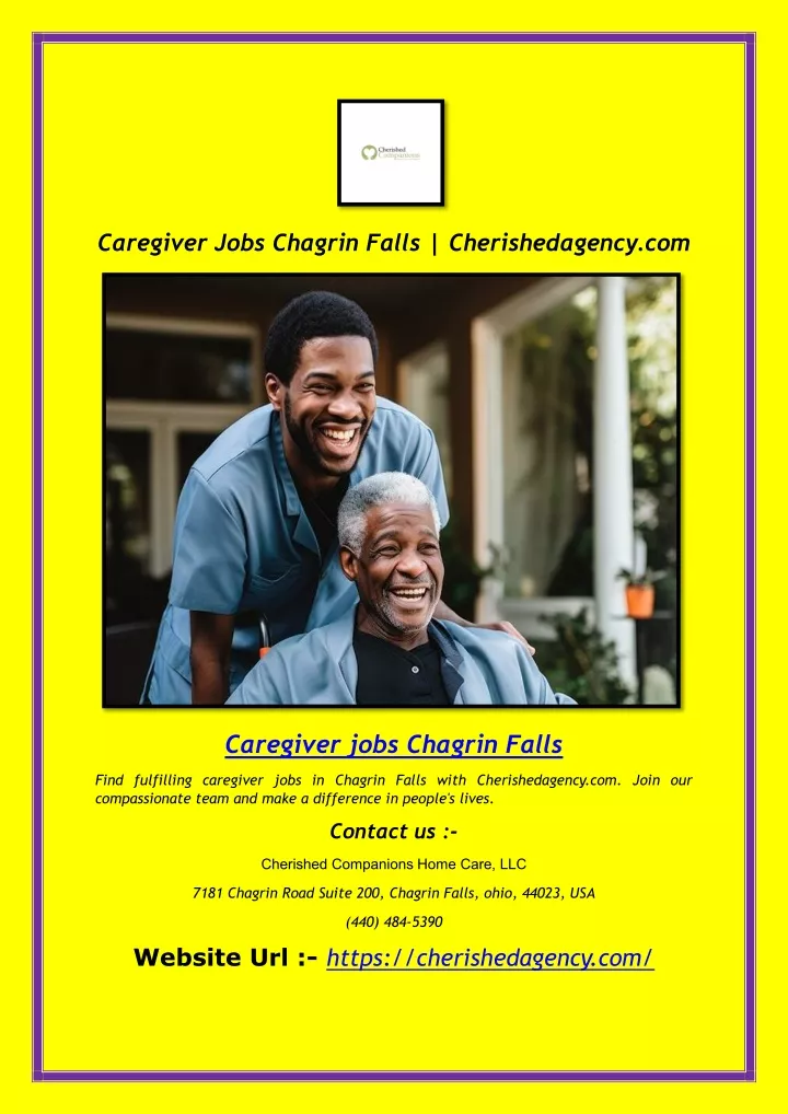 caregiver jobs chagrin falls cherishedagency com