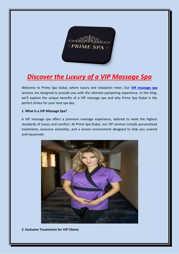 discover the luxury of a vip massage spa