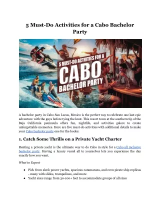 5 must do activities for a cabo bachelor party