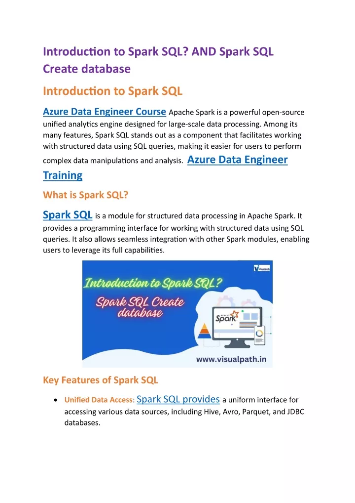 introduction to spark sql and spark sql create