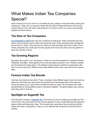 What Makes Indian Tea Companies Special