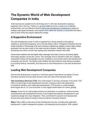 the dynamic world of web development companies
