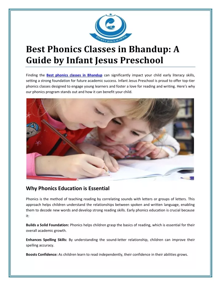 best phonics classes in bhandup a guide by infant