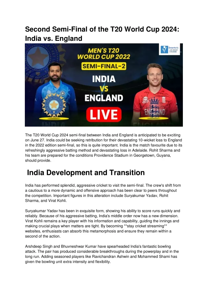 second semi final of the t20 world cup 2024 india