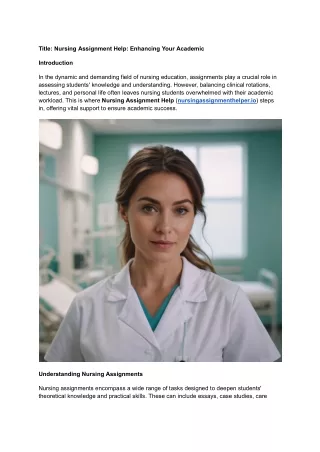 title nursing assignment help enhancing your